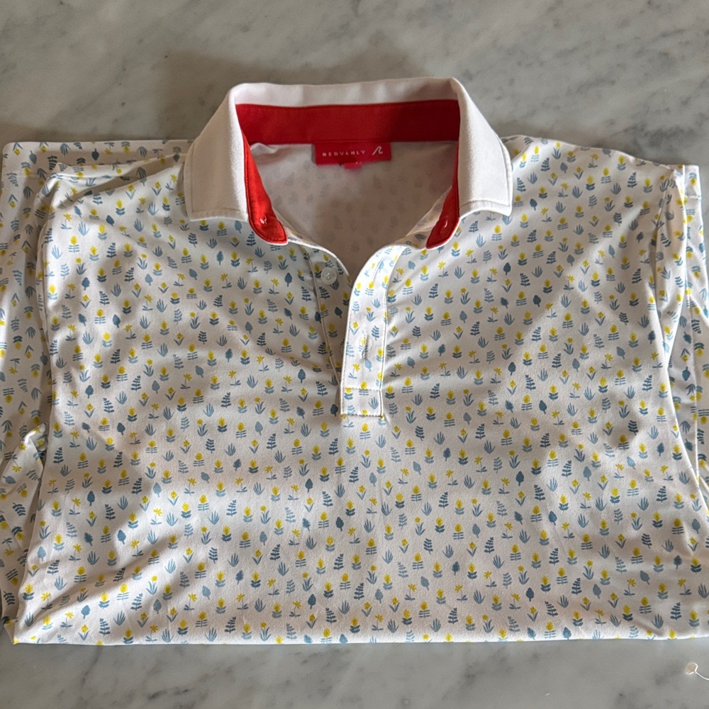 Redvanly White print Polo shirt